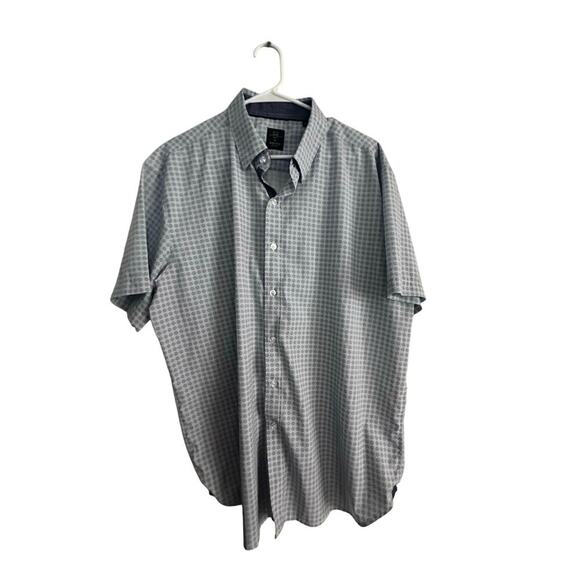 Michael Strahan Performance Dotted 4-Way Stretch Short Sleeve Button Up Shirt XL - Picture 1 of 4